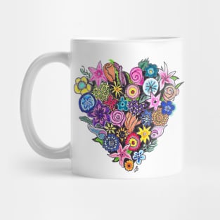Heart Made Of Flowers Drawing Mug